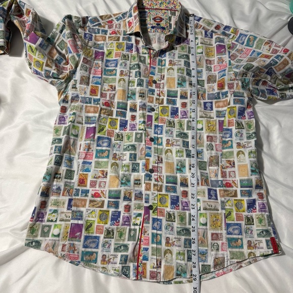 Jermyn & Bond Men’s Button-Up Shirt – Size L – Long Sleeve – Stamp Print - Picture 7 of 13